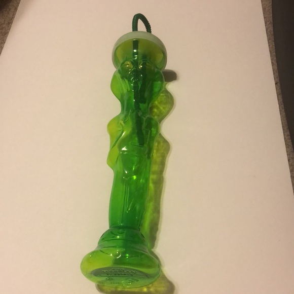 Vintage The Martian By BETRAS 16” Tall Neon Green Alien Drink Bottle With Straw - Picture 2 of 12